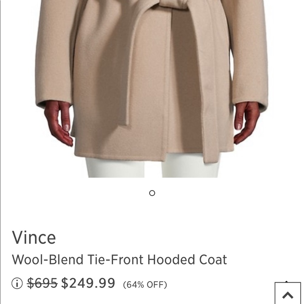 Vince Wool blend tie front hooded coat NWOT - Picture 2 of 8